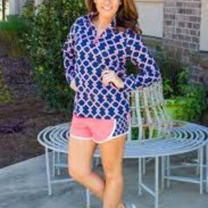 Mud Pie Womens Sweatshirt 1/4 Zip Pullover and Shorts Set Size M